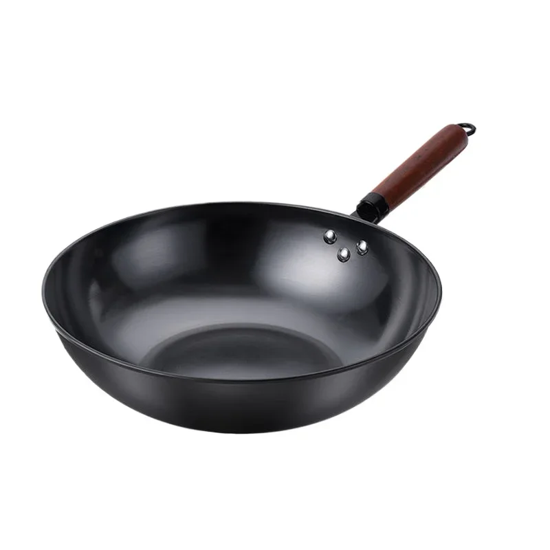 

32/34cm Fish Scale Iron Wok Hand Hammered Traditional Cookware Kitchen Uncoated Wok Suitable for Gas Stove Induction Cooker Wok