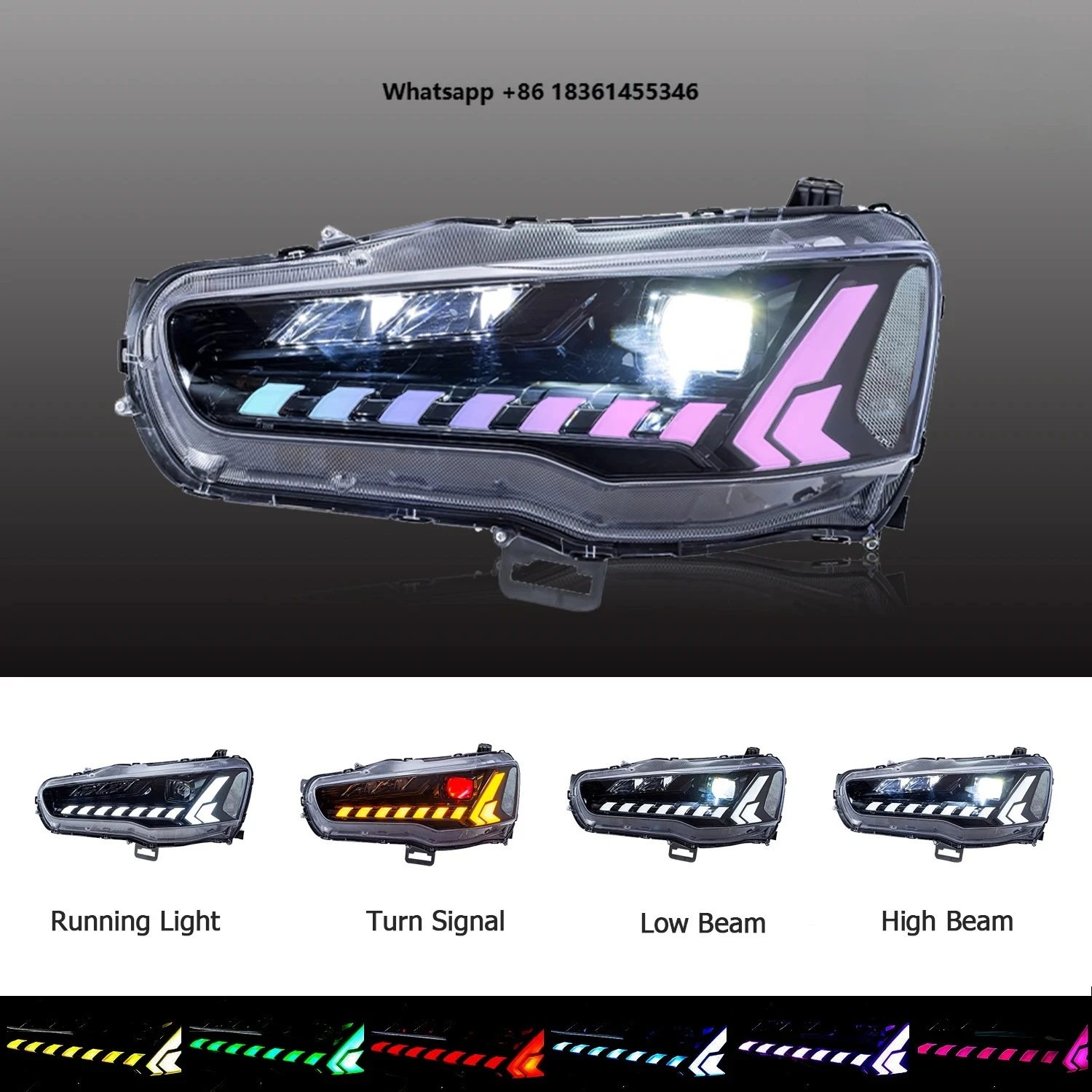 

Светодиодные фары Demon Eyes с последовательной RGB-анимацией при запуске для Lancer 2008-2017, стайлинг автомобиля