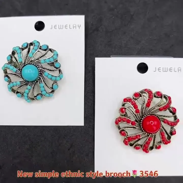 

New Design For Women Middle East Turkish Retro Rhinestone Brooch Female Temperament Bohemian Style Jewelry Party Gifts