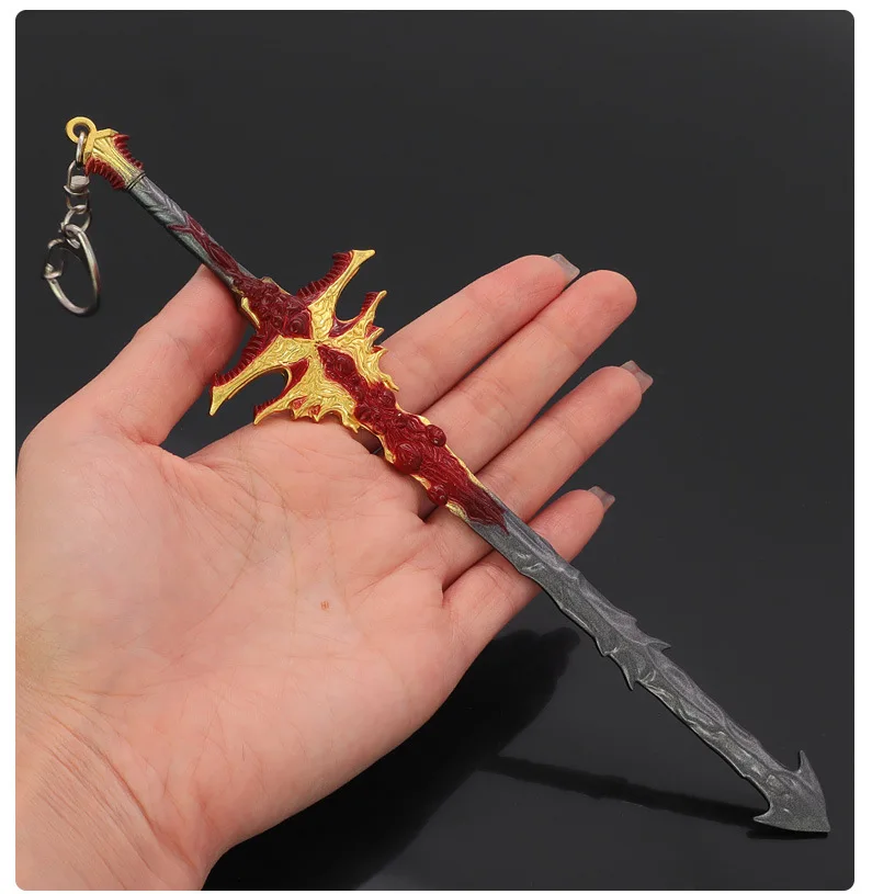 22CM Baldurs Gate 3 Keychain Sword of Justice Metal Replica Weapon Model Cosplay Cold Weapon Game Peripheral Gift Toy for Boy