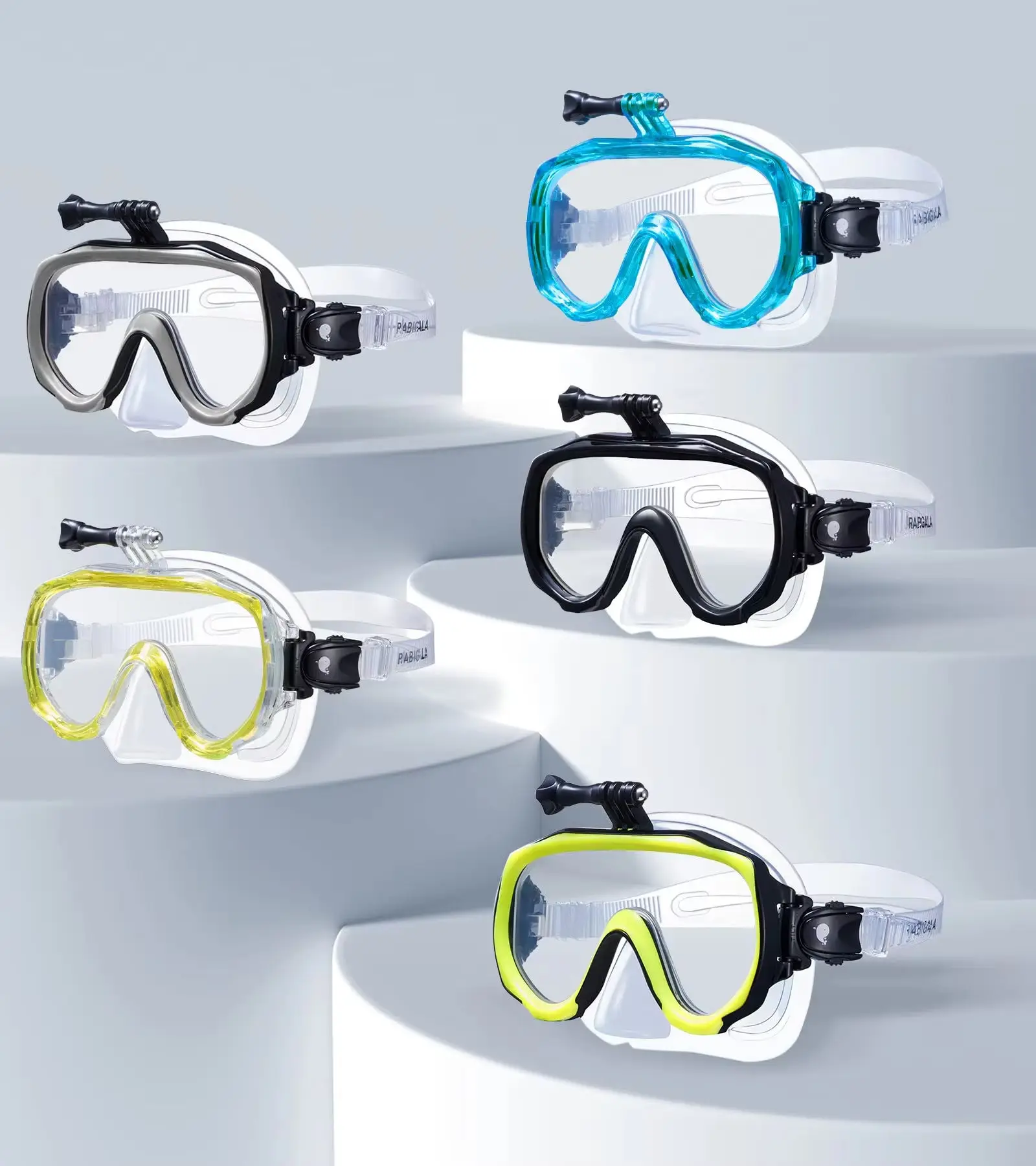 Tempered Glass Lens Diving Mask Leak Proof Anti Fog Anti UV Design With Sports Camera Adjustable Headband Adult Diving Maskpromo