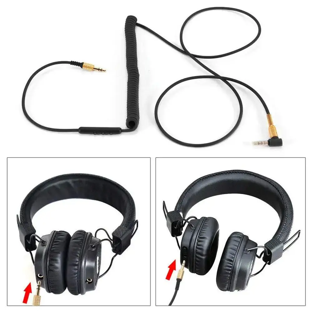 Cables trenzados duraderos Control de volumen micrófono extensión Cable de auriculares Cable de Audio Cable de auriculares para Marshall