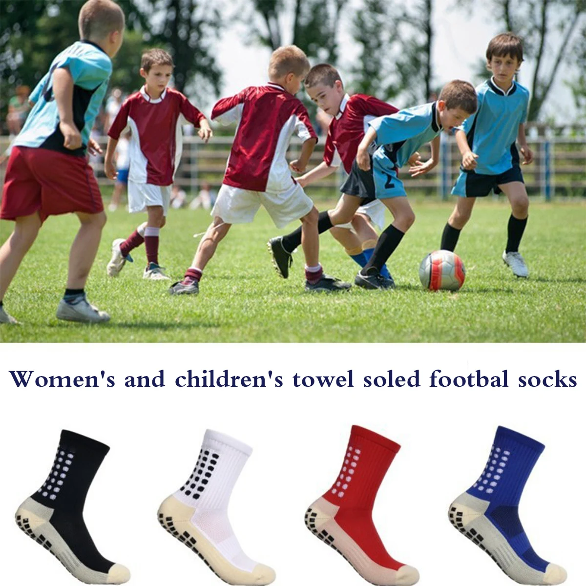 

With Football And Children 4 Pairs Socks Of Non-Slip Women's Grip And Football Cushioning Designed For Anti-Slip Grip In Sports