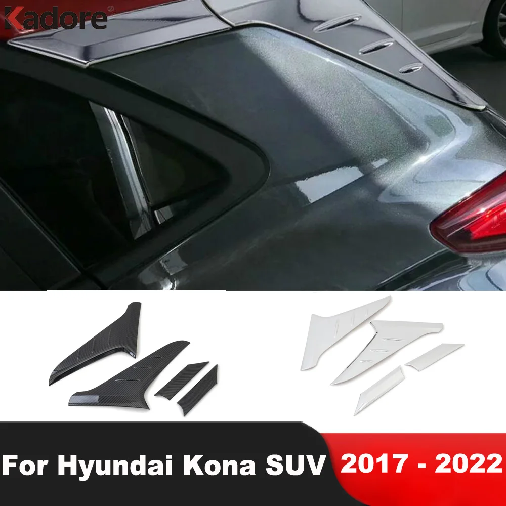 

Накладка на спойлер на заднее окно для Hyundai Kona Kauai 2017 2018 2019 2020 2021 2022, карбоновый треугольный гарнир, автомобильные аксессуары