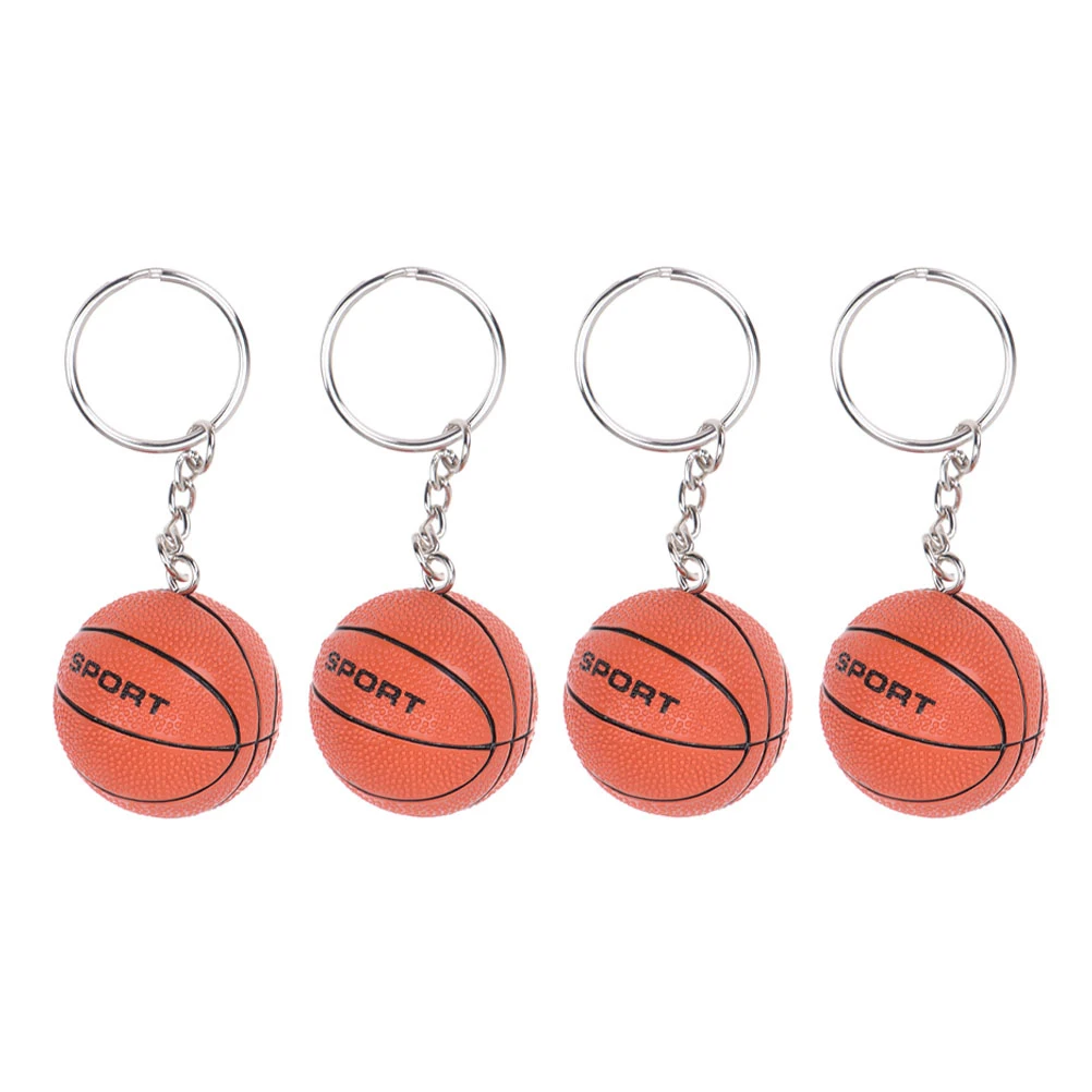 2 Pcs Simulation Basketball Pendant Chain Keychain Inspirational for Team Alloy Celebration Mini Decoration