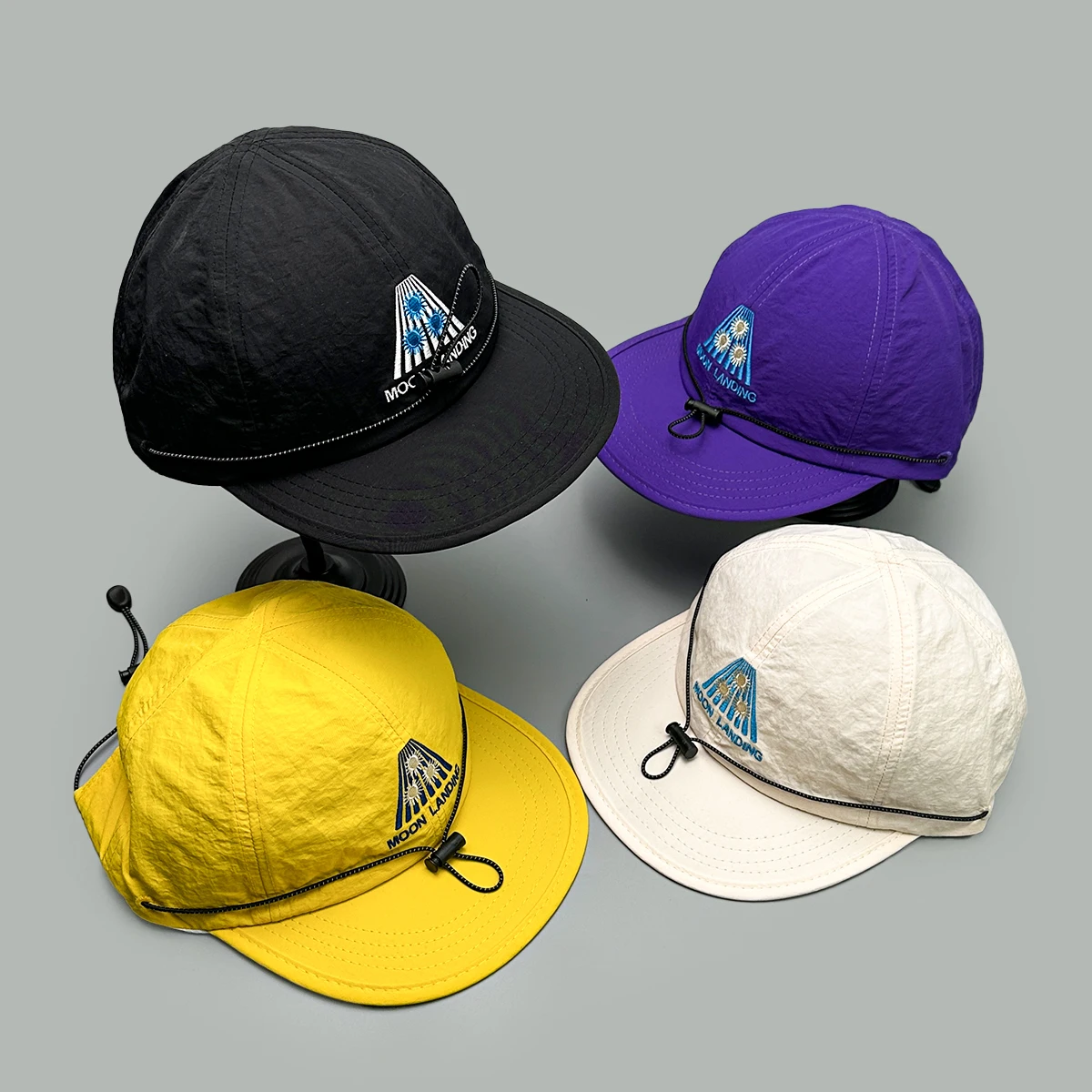 

Korean Quick-dry Embroidered Letters Baseball Hats New Men Women Sunshade Drawstring Versatile ins Fashion Flat Brim Peaked Caps