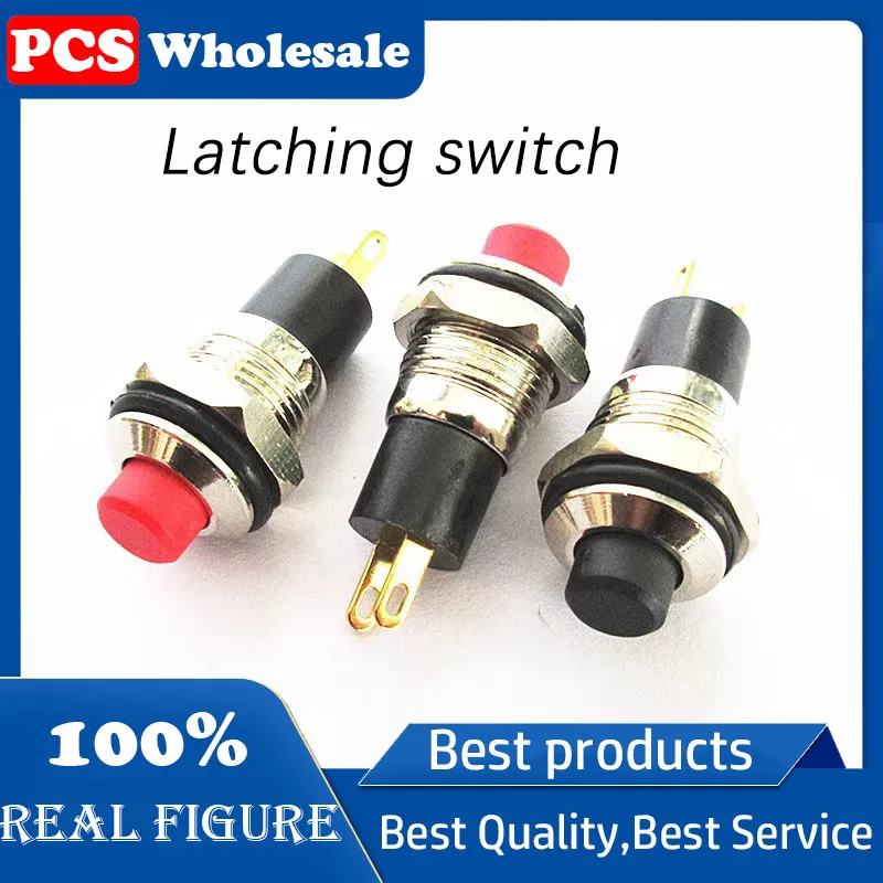 2PCS 10mm metal button switch, latching switch, round 10mm button switch