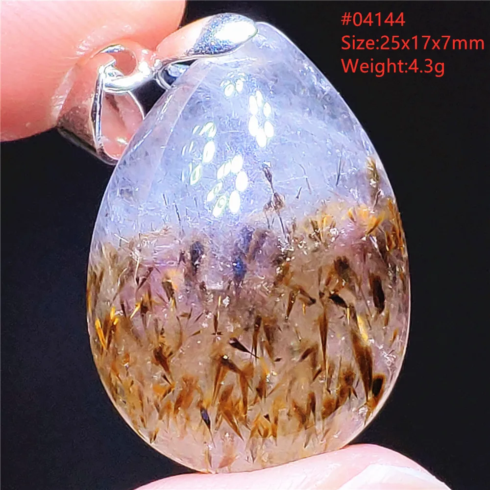 Natural Cacoxenite Gold Rutilated Pendant Necklace Jewelry Water Drop Gemstone Auralite 23 Bead From Canada AAAAAA