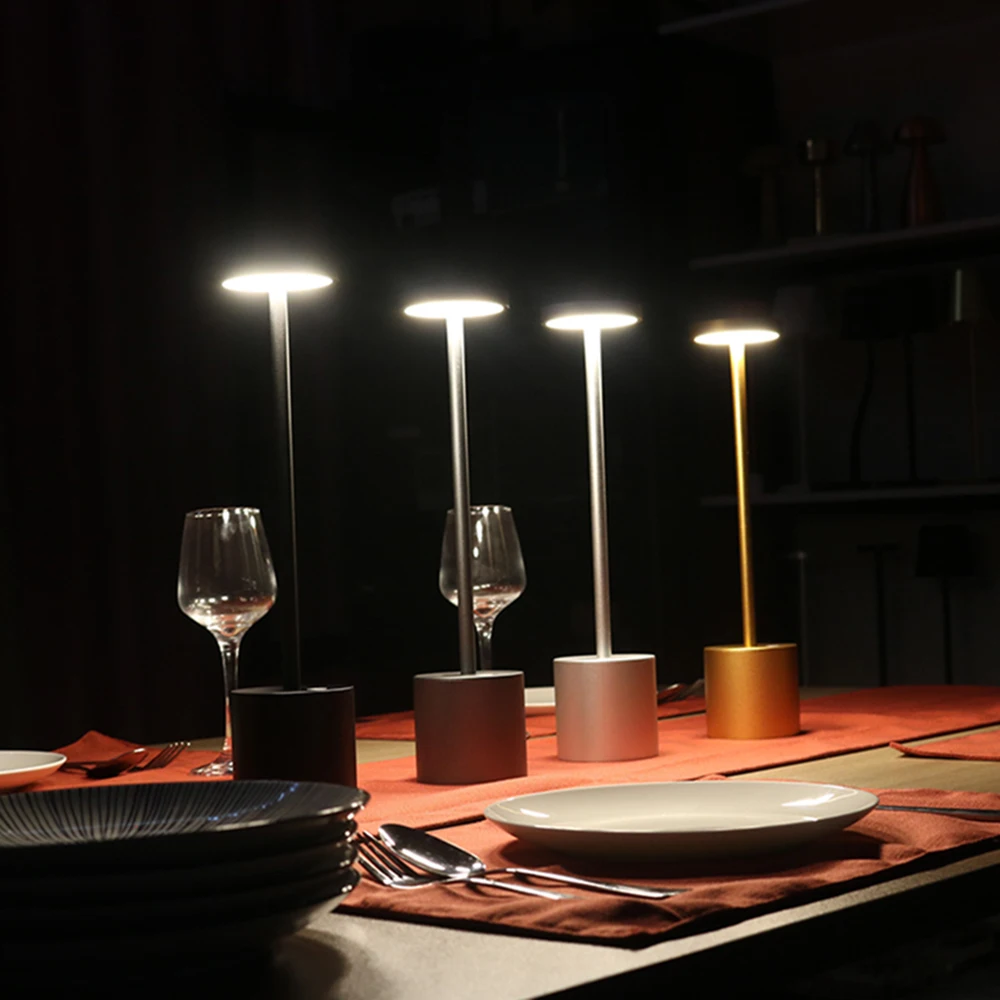 

Modern LED Table Lamp with Simple Metal Design,Built-in Rechargeable Battery. Perfect for Dining Room,Reading,and Decorative