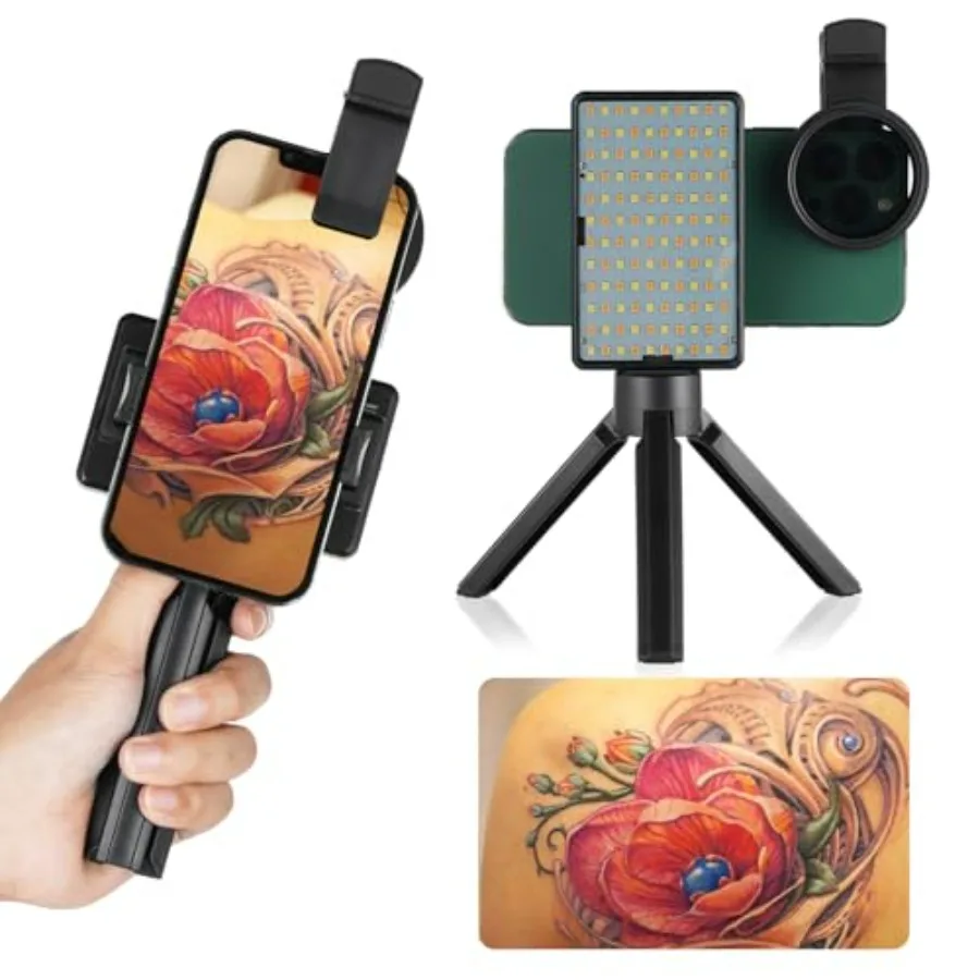 

120 LED Polarized Light for Tattoo Kit with 52 mm Polarized CPL Lens and Tripod Stand LED Tattoo Lamp with Multi-Function Clip