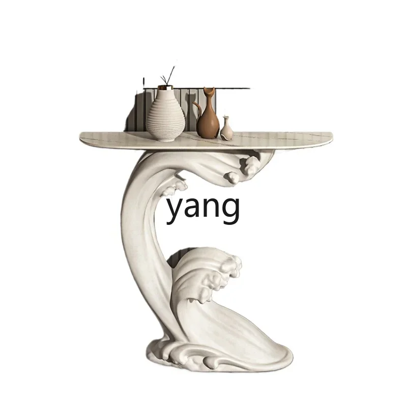 LMM light luxury high-end cream entrance door semi-round entrance table art entrance platform