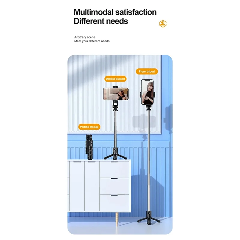 AA60-V03 حامل ثلاثي القوائم بلوتوث عصا سيلفي لاسلكية قابلة للتمديد مع مصراع للهاتف المحمول