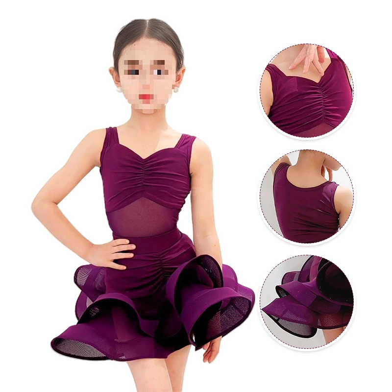 Kinderen Professionele Latin Dans Jurk Meisjes Tango Salsa Samba Ballroom Dansvoorstelling Podiumoutfits Kostuum 2025, Nieuw