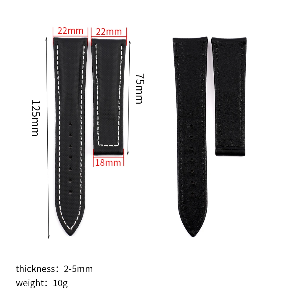 High Quality Cowhide Watch Strap 20mm 22mm for Tudor Black Men's Soft Oxford Watchband Fold Clasp Waterproof Bracelet