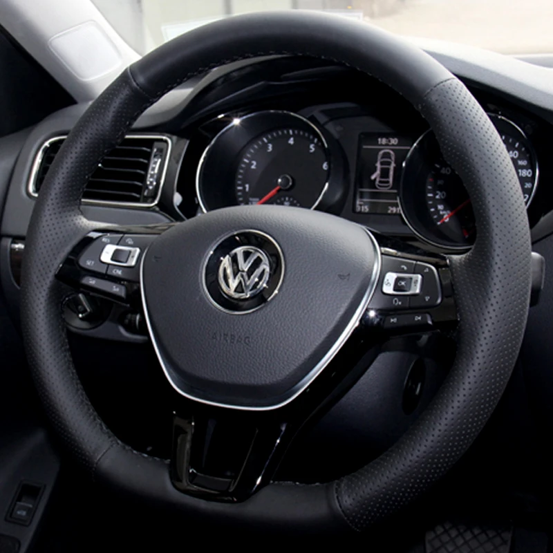 For Volkswagen VW Magotan T-Cross Golf Sagitar Tayron Tiguan Bora T-ROC Jetta Passat Hand-sewn leather steering wheel cover