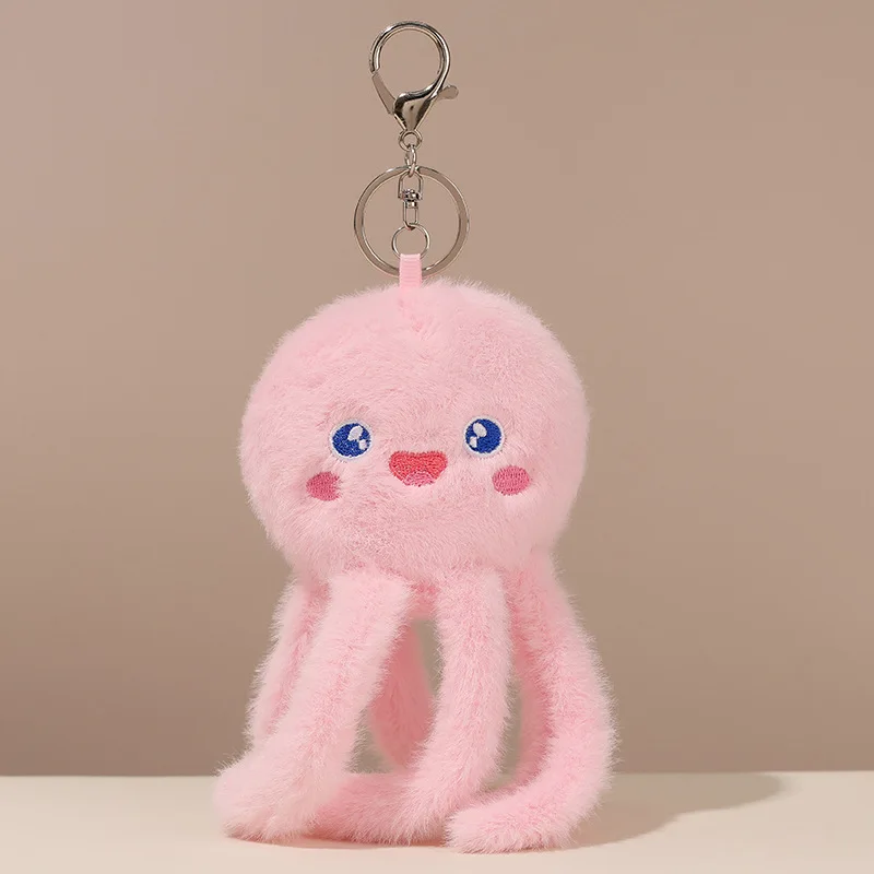 15cm Cute Soft Plush Small Octopus Pendant Keychain Cartoon Simulation Octopus Plush Stuffed Doll Backpack Decor Keychain