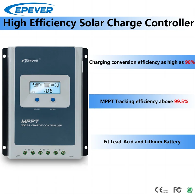 EPEVER 12V24V MPPT Solar Charge Controller 10A 20A 30A TracerAN Series Regulator With MT50 Remote Meter Data Monitoring