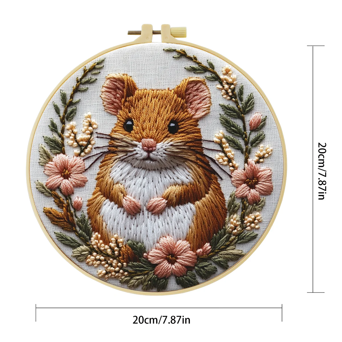 1 Stück 20X20CM/15X15CM 7,87/6,3 Zoll Ein Niedliches Kleines Eichhörnchen Taschen-Stickerei-Starter-Kit DIY-Set für Anfänger zum Basteln und Malen – Detail 5