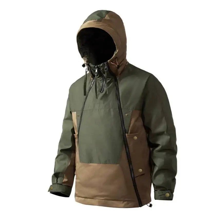 2025 الشتاء Techwear سميكة الرجال مزدوجة البريدي تصميم جاكت مزود بغطاء للرأس للجنسين سترة الشارع الشهير معاطف دافئة