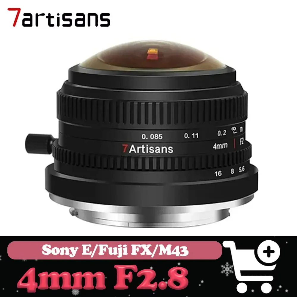 7artisans APS-C 4mm F2.8 circulaire fisheye-lens, groothoeklens met handmatige focus, primaire lens voor Sony, Fuji en Olympus.
