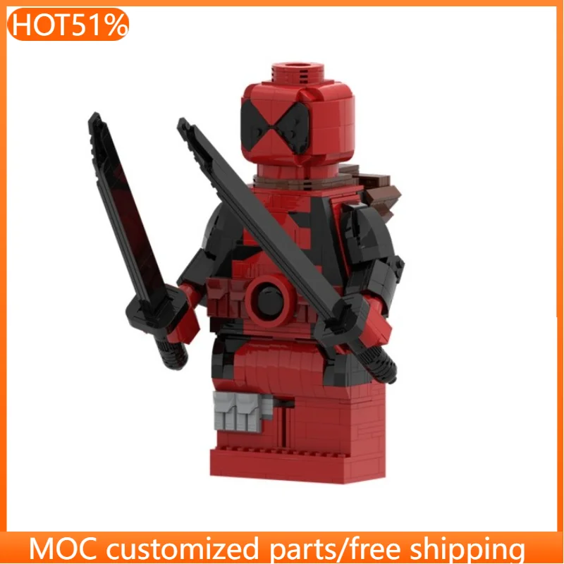 1045 PCS Brickheadz Style Up-Scaled Block Figurine (Red Mercenary Style) MOC Customize Modular Building DIY Toy Christmas Gift