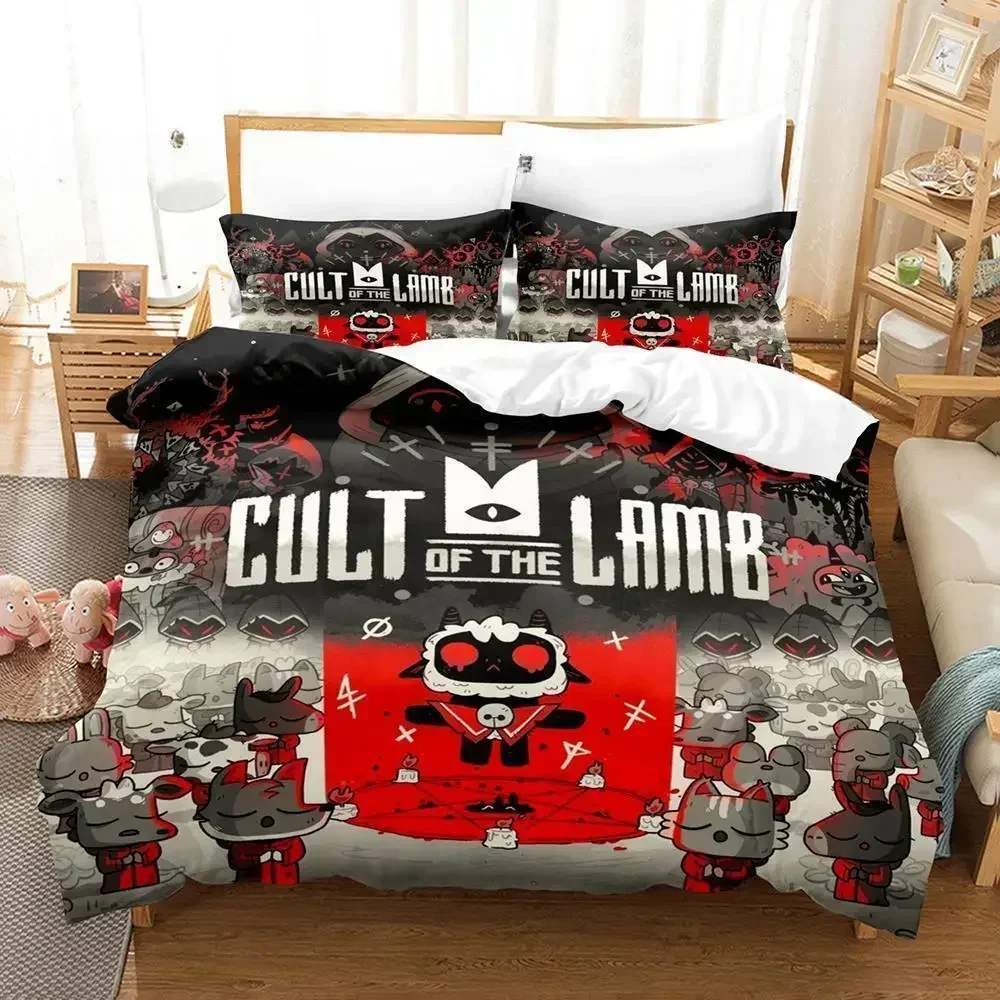 Cult of the Lamb Bedding Set Single Twin Full Queen King Size Bed Set Adult Kid Bedroom Duvet cover Sets 3D Anime Bed Sheet Set