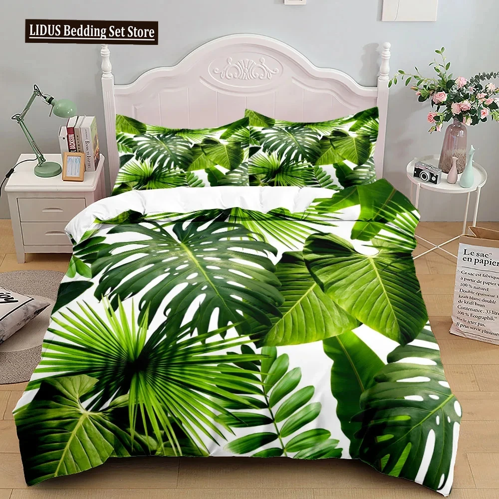 

Tropical Palmtree Leaves Bedding Set King Queen Double Full Twin Single Size Duvet Cover Pillow Case Bed Linen Set