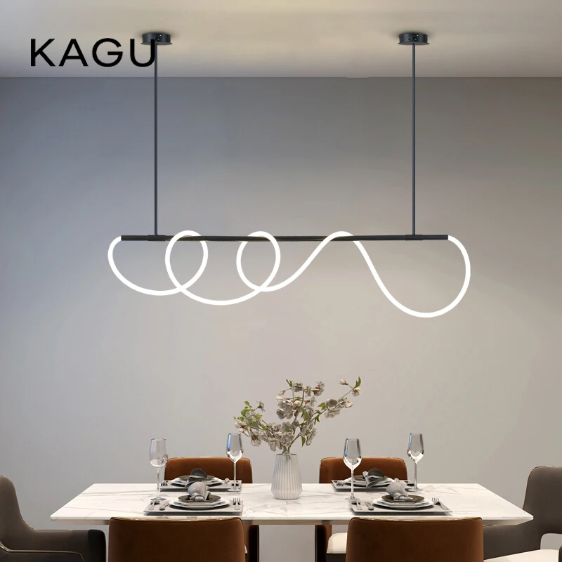 

Modern Long Hose LED Pendant Chandelier - Dimmable Surface Mounted for Dining Room Kitchen Bar Ceiling Lighting Fixture