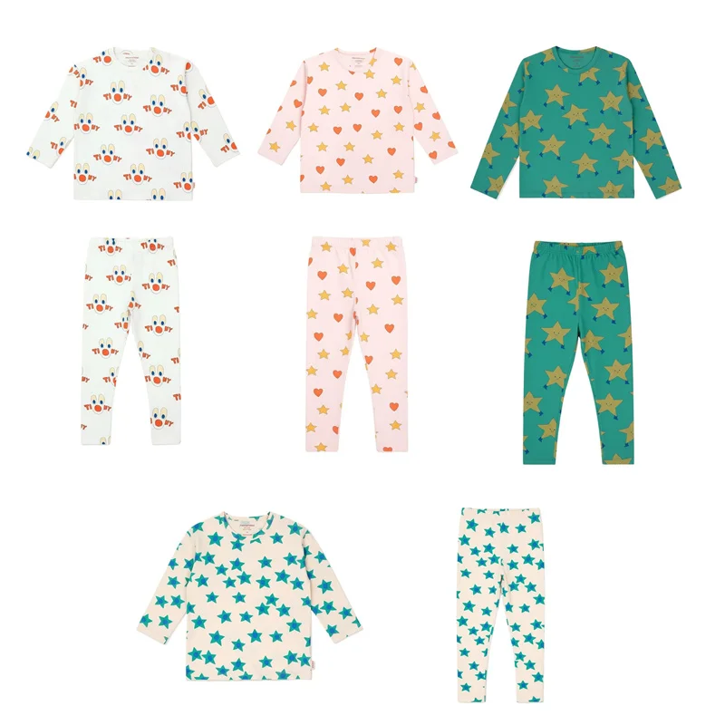 

pants Kids Homewear Set 2025 Autumn Winter Long Sleeve Girls boy Loungewear Suit Tee shirt and Leggings Children's Set Clothes