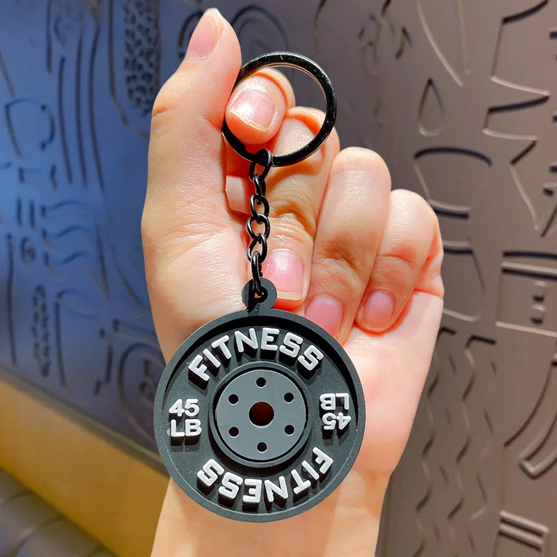 2025 New Barbell Keychain DlY Silicone Dumbbell Keychain Gym Gifts for Gym Lovers Fitness Trainer Gift Backpack Car Key Pendant