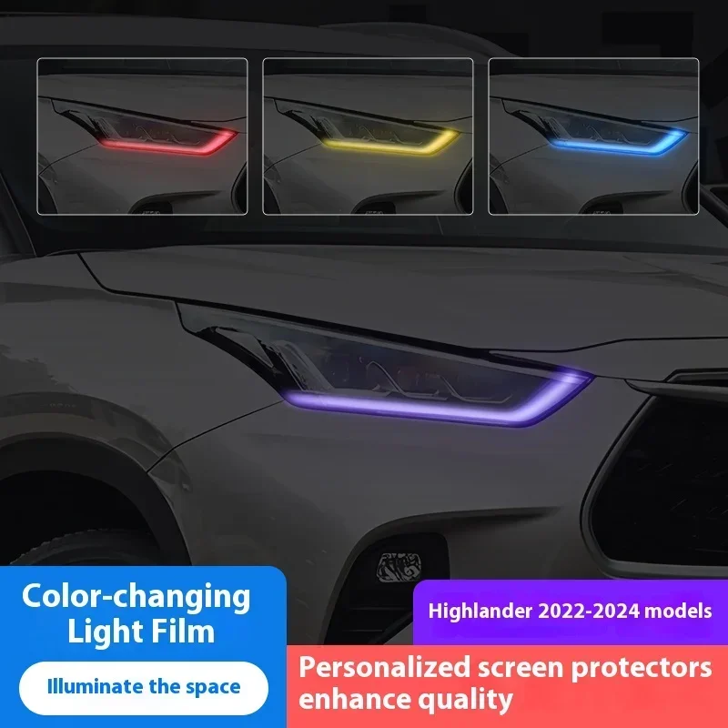 For Toyota Highlander 2024 Headlight Tint Vinyl Wrap Kit - DRL Daytime Running Light Color Change Film, Decorative Modification
