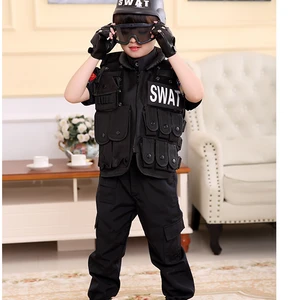 Taktische Armee für Kinder taktische Weste, Kinder Airsoft -Ausrüstung, Kampfpanzeruniform, Junge, Mädchen, Schwatz, Polizei, Outdoor, Fantasie 8 Hauptverkaufstaktische Polizeikleidung - №8