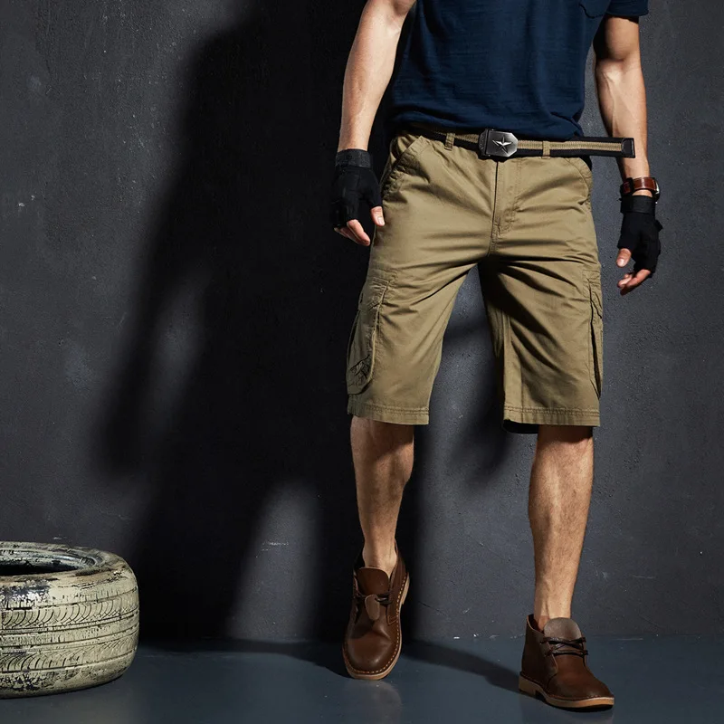 Casual Cargo Shorts Loose Cotton Multi-Pocket Casual Short Pants Men  Men Clothing Pantalon Hombre