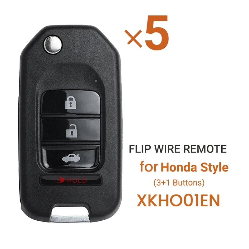 Xhorse XKHO01EN Wire Remote Key Car Remote Smart Key Fob Flip 3+1 Button For Honda Type For VVDI Key Tool 5Pcs/Lot