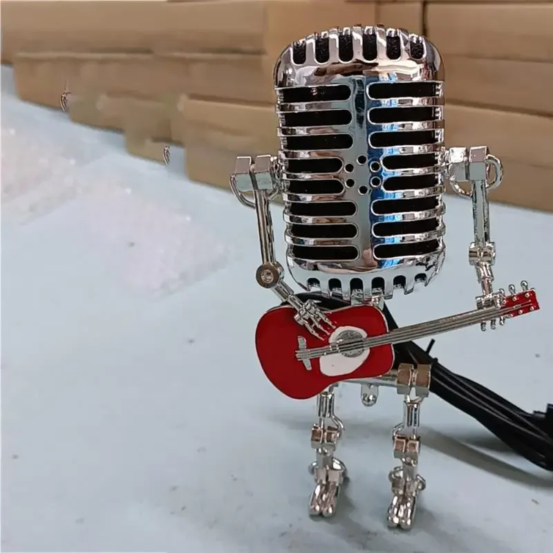 Creative Night Lights Desk Lamp Handmade Vintage Microphone Guitar Robot Table Lamp LED Bulbs Wall Lamp Home Desktop Decoration