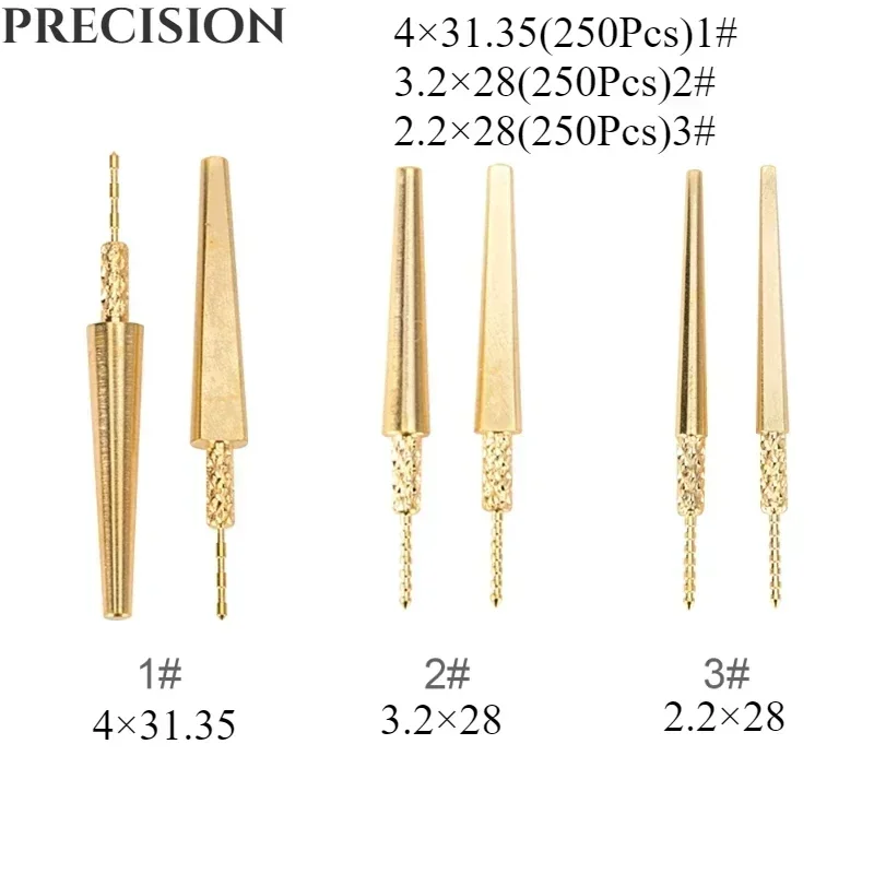 250pcs/set Dental Lab Brass Dowel Stick Pins with Spike Pitch Brass Pins Plaster Stone Die Model Work Material Dentist Tool