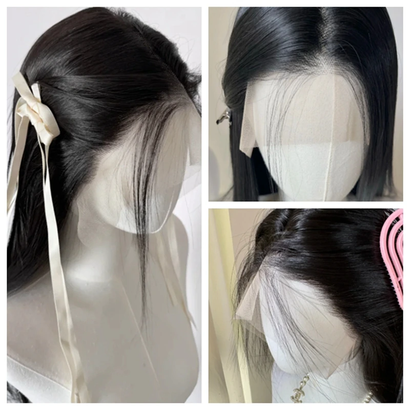 

Черный парик 24 дюйма 13x4 парик фронта шнурка для женщин синтетические парики для ежедневного использования косплей свободная вечеринка термостойкое волокно