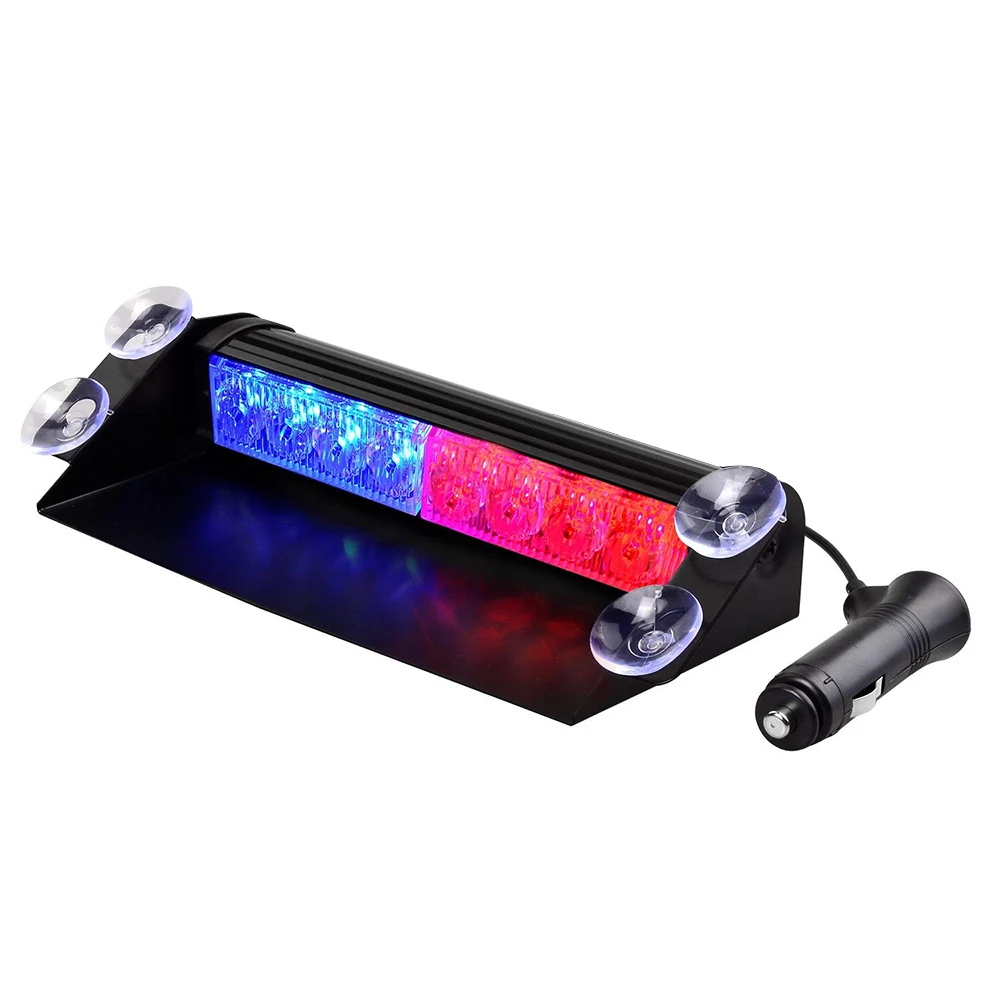 8 LED Universal Car Strobe Light Flasher Vehicle Flashing Warning Lamp Red Blue Police Emergency lights 3 Flashing Modes DC12V