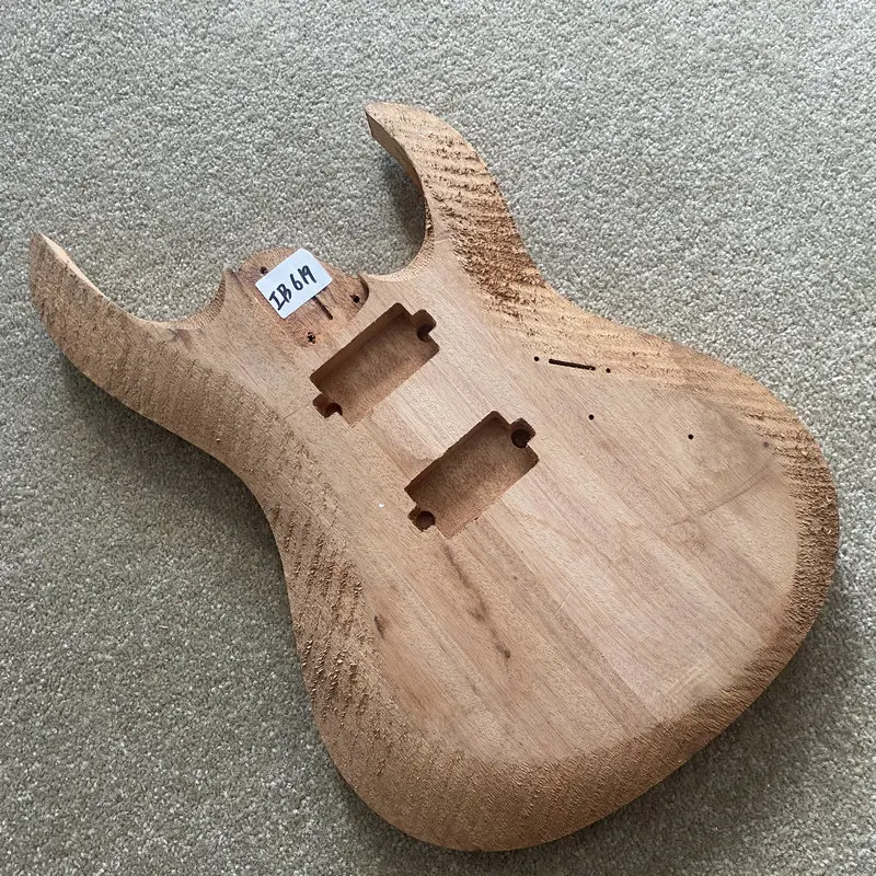 IB619  Genuine LAG 6 String Electric Guitar Body in Solid Mahogany Wood Custom Bridges 2 Humbucker Pickups Unfinished No Paints