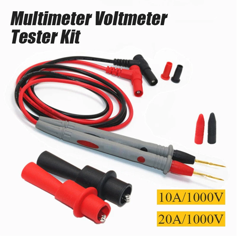 10A 20A with Clip 1000V Multimeter Test Heads Needle Pin Digital Multi Meter Head Wire Pen Cable Kit Multimeter Voltmeter