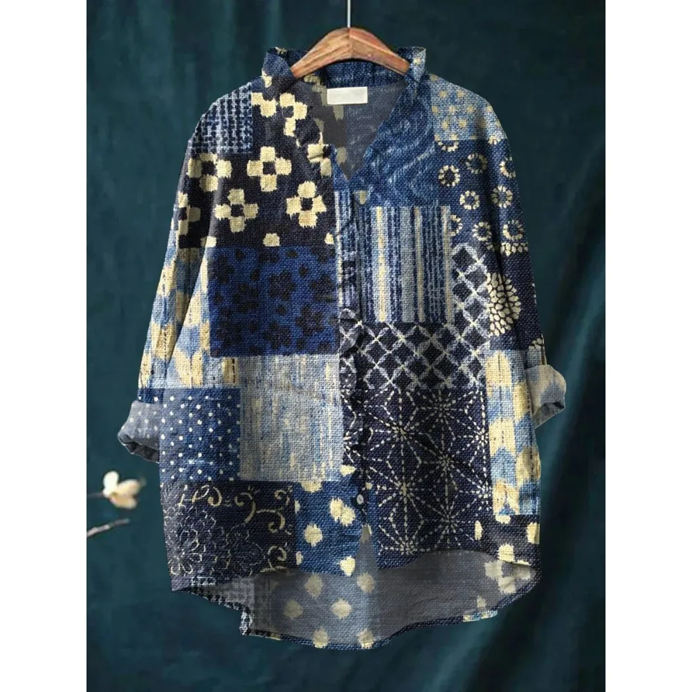 قميص حلو عتيق مع ياقة مكشكشة مثير للنساء بلوزة بوهيمية اللون وردي مُزينة بالزهور كريب فقاعي فضفاض مناسب بلوزة غير رسمية #3