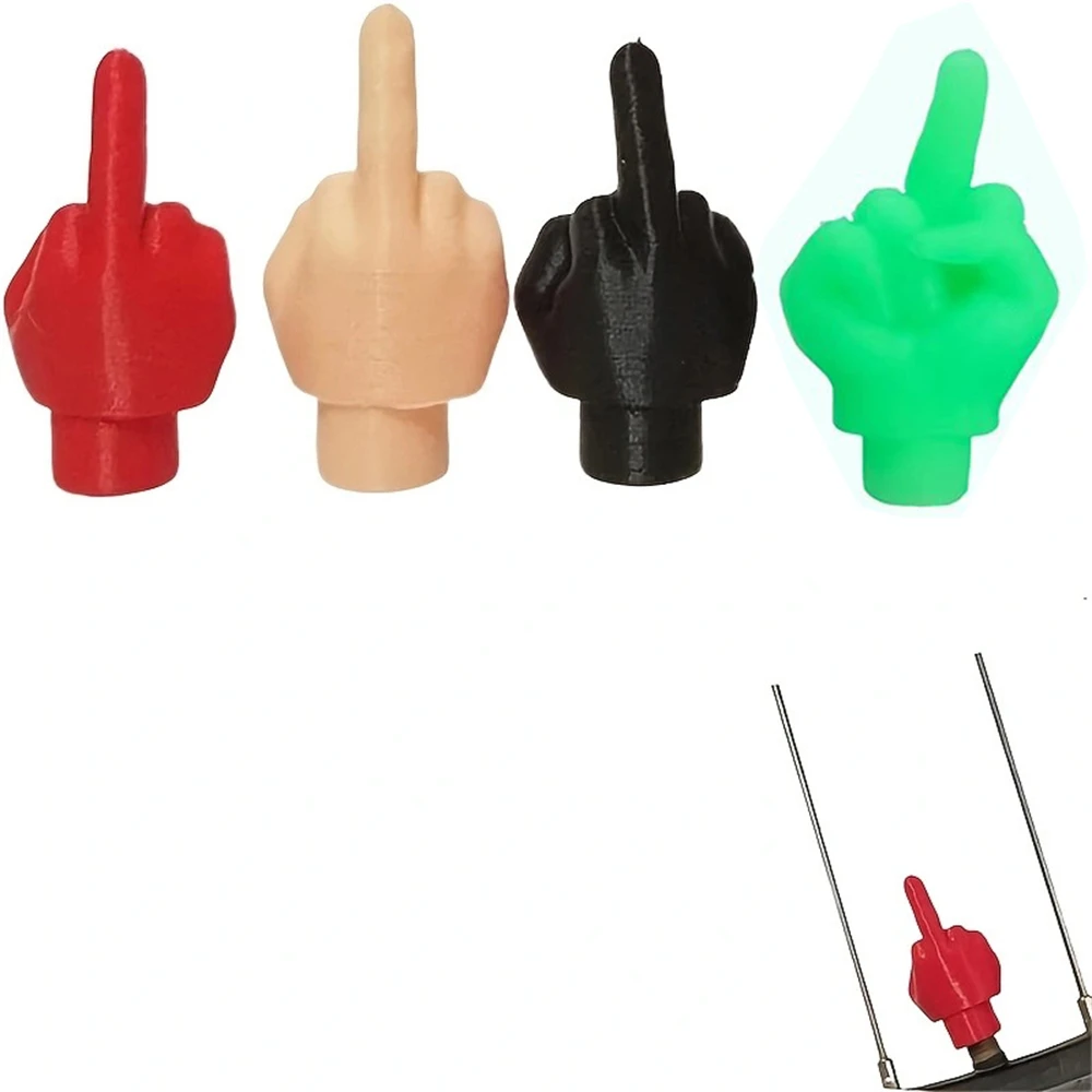 

4 шт., колпачок клапана для автомобильных шин, средний палец, индивидуальный декор, насадка для колес, пылезащитная, водонепроницаемая, колпачки для штока клапана для шин, аксессуары