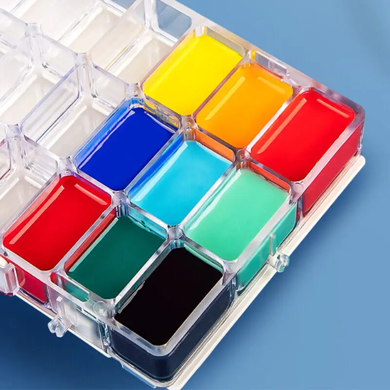 24-Cell Paint Box Watercolor Box Airtight Leak Proof Box Gouache Oil Painting Creative Flip Cover Art Supplies Painting Tools