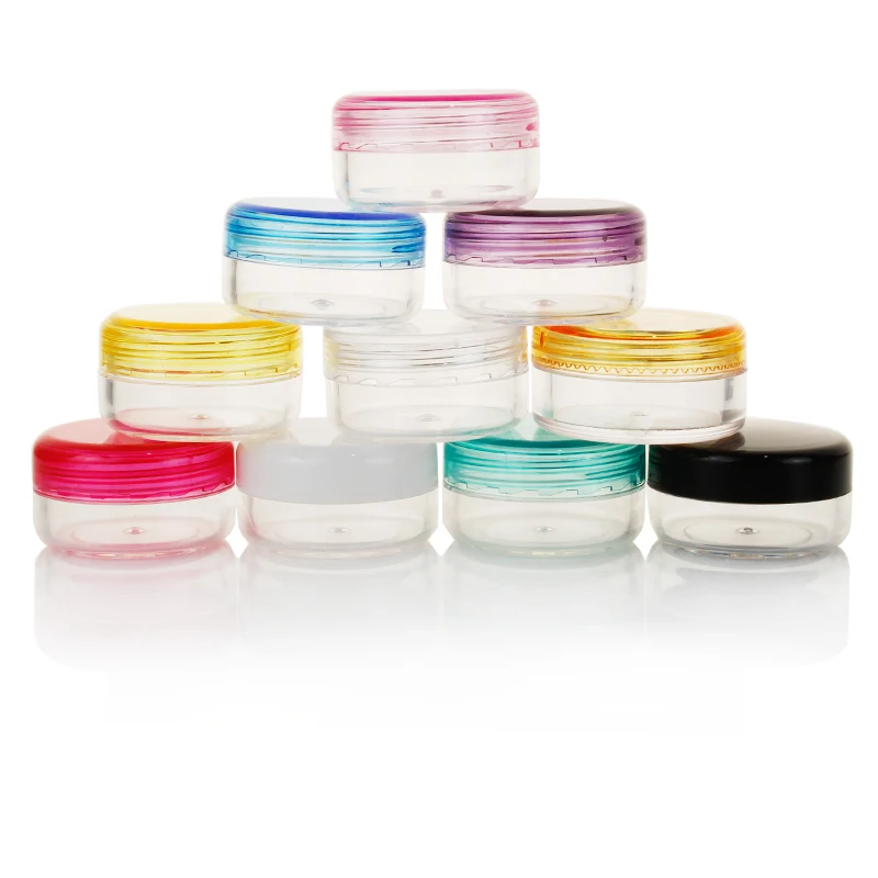 70/105pcs 3g 3ml Vazio Plástico Cosméticos Maquiagem Jar Pots Garrafas de Amostra Transparente Sombra Creme Lip Balm Container com Cap