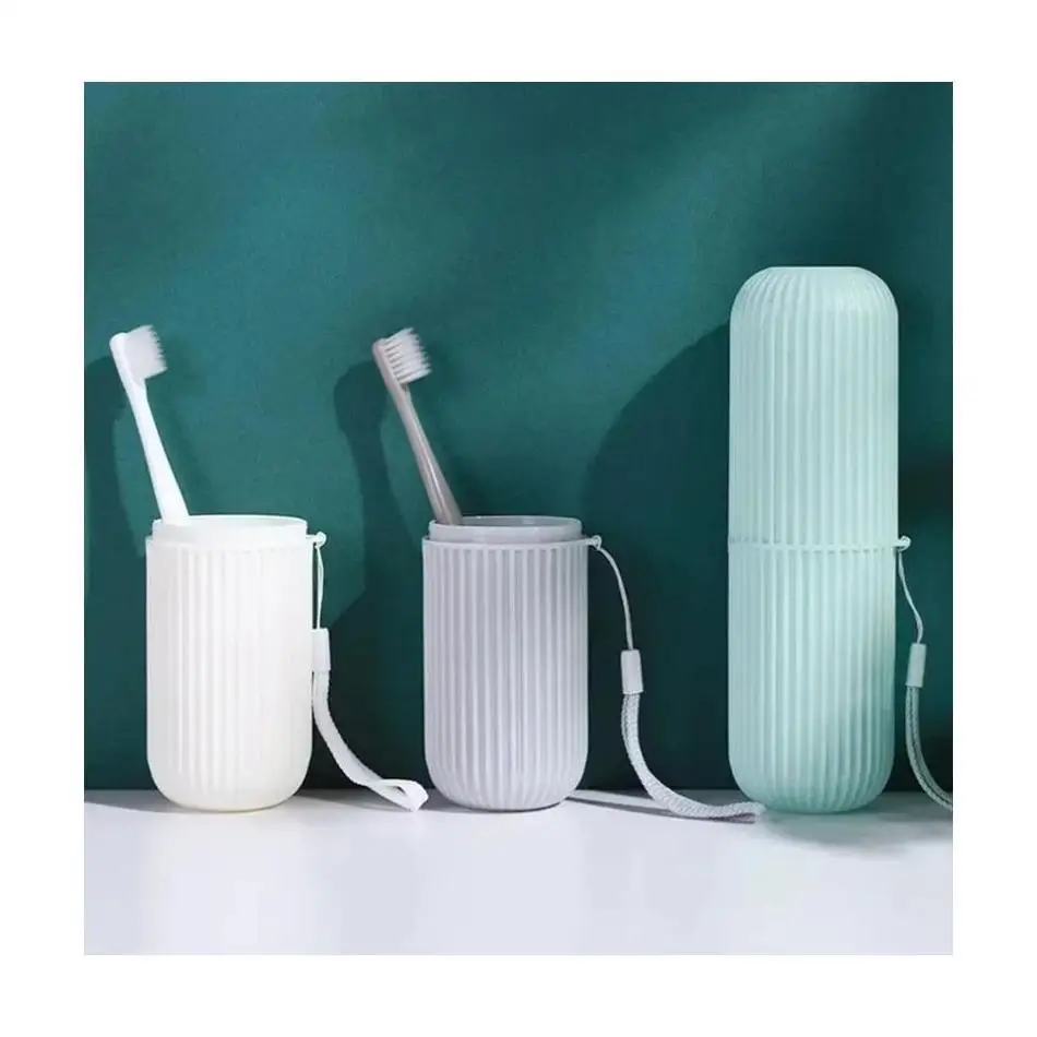 New 2026 Toothbrush And Toothpaste Storage Box Home Bathroom Accessory Mouthwash Cup Storage Simple Vertical Stripe Wash Cup