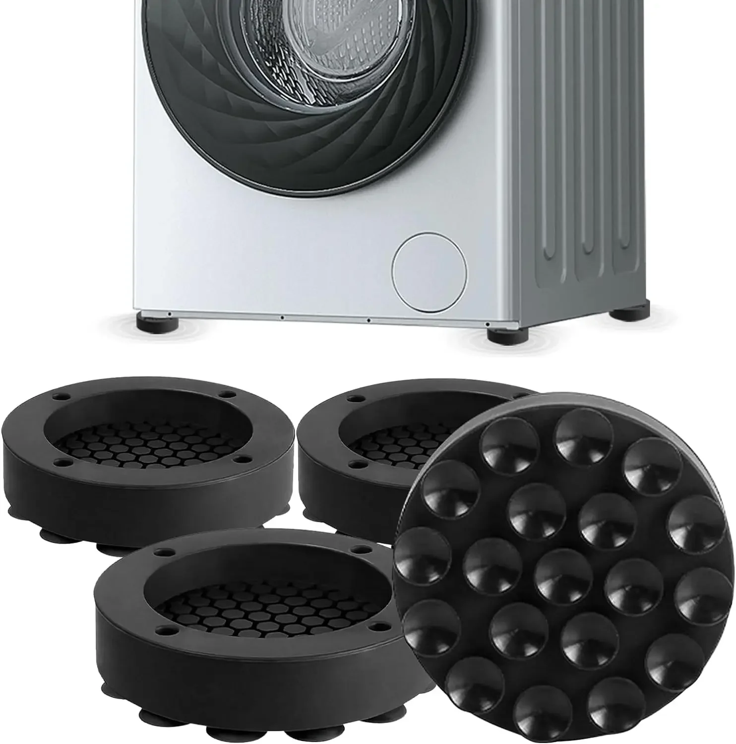 Almohadillas antivibración para los pies, alfombrilla de goma antideslizante, soporte Universal silencioso para lavadora, almohadillas para los pies para lavadora, protege