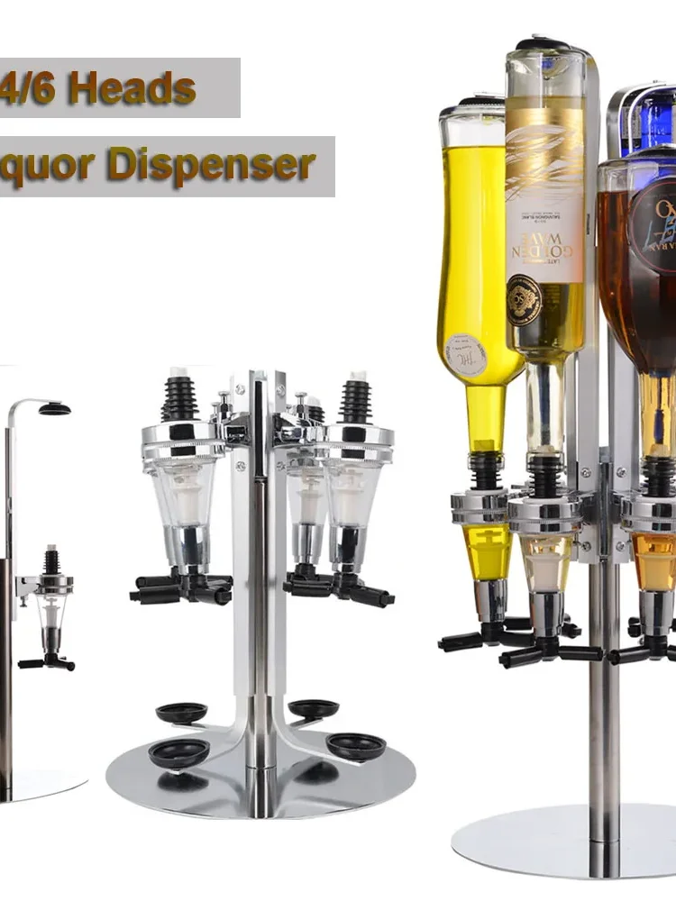 1/2/4/6-Bottle Liquor Dispenser Rotatable Alcohol Drink Bottle Wine Rack Portable Alcohol Dispenser Station Drink Pump Bar Tools