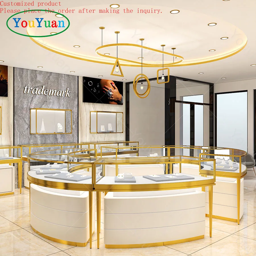 

Custom.All-mounted Countertop Jewellery Display Cabinet With Classic Style Secure Jewelry Display Cases From YOUYUAN Factory