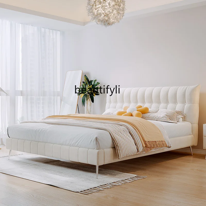 

CXH Light Luxury Modern Minimalist Bed Technology Fabric Bed Double Master Bedroom Soft Bag Fabric Bed