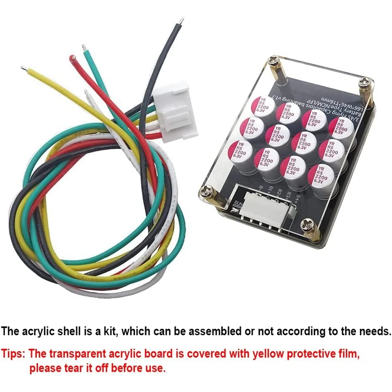 4S 5A Cluster Equalizer Active BMS Board Energy Transfer Capacitor (With Case+Terminal Wire)